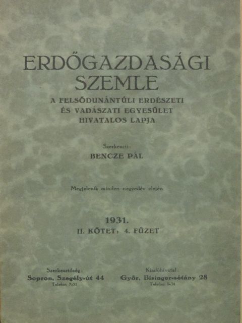 Dr. Fazekas Ferenc - Erdőgazdasági Szemle 1931. II/4. [antikvár]