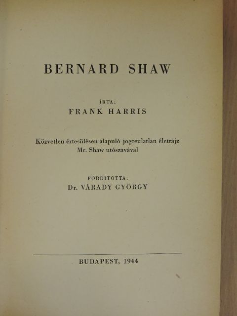 Frank Harris - Bernard Shaw [antikvár]