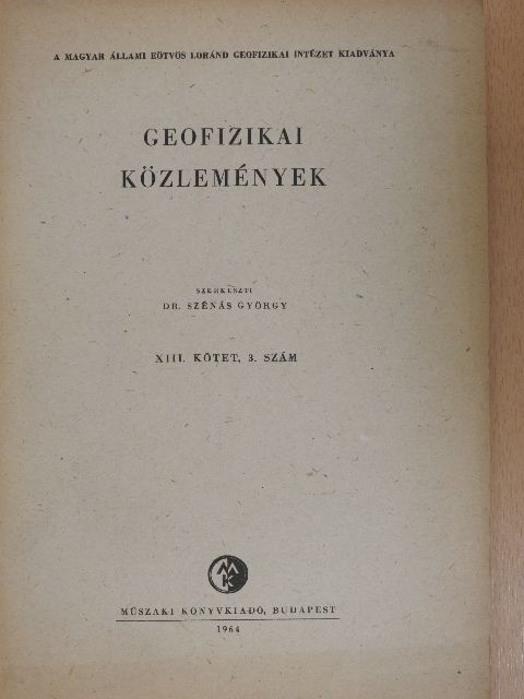 Ádám Oszkár - Geofizikai Közlemények 1964/3. [antikvár]