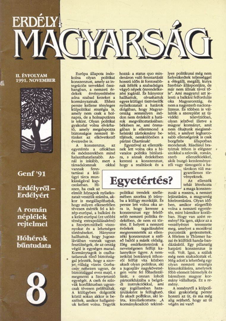 Köteles Pál - Erdélyi Magyarság II. évf. 1991. november [antikvár]