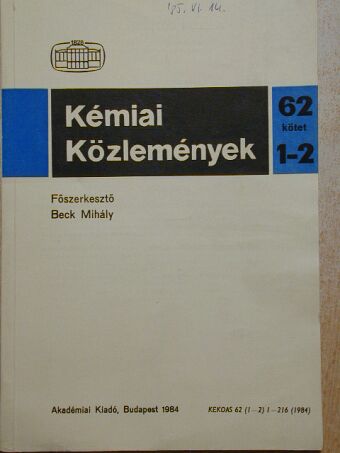 B. V. Pavlovic - Kémiai Közlemények 1984/1-2. [antikvár]