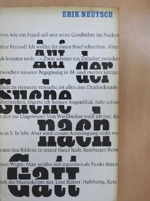 Erik Neutsch - Auf der Suche nach Gatt [antikvár]