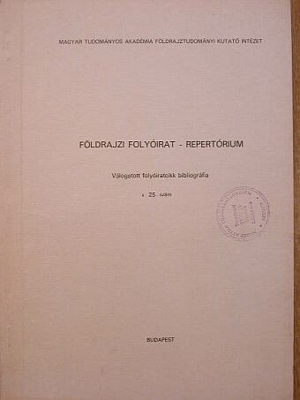 Földrajzi folyóirat - Repertórium [antikvár]