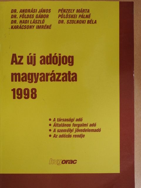 Dr. Andrási János - Az új adójog magyarázata 1998 [antikvár]