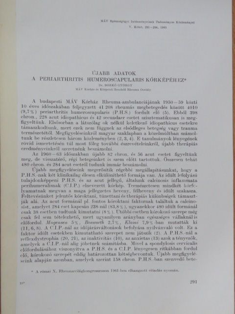 Dr. Bobkó György - Újabb adatok a periarthritis humeroscapularis kórképéhez [antikvár]