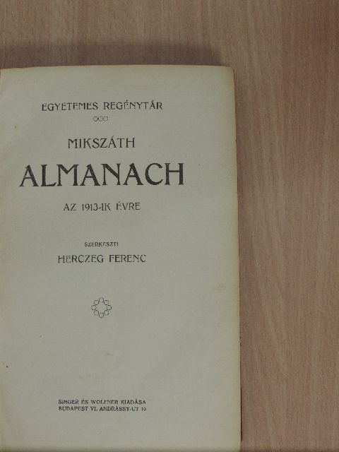 Ambrus Zoltán - Mikszáth Almanach az 1913-ik évre [antikvár]