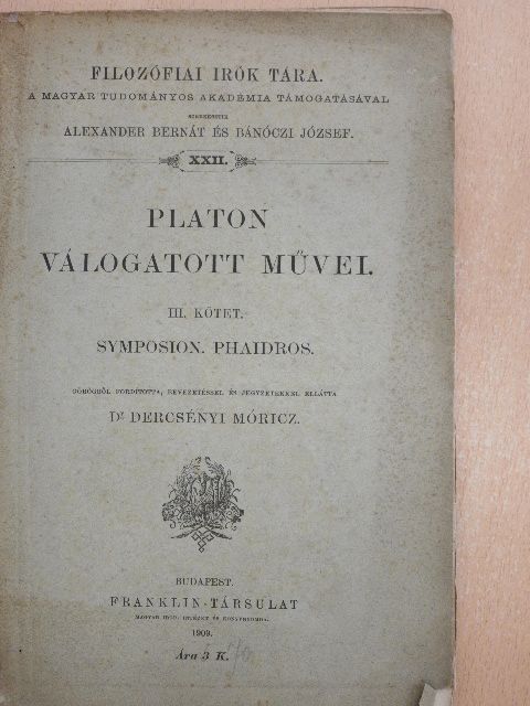 Platon - Platon válogatott művei III. [antikvár]