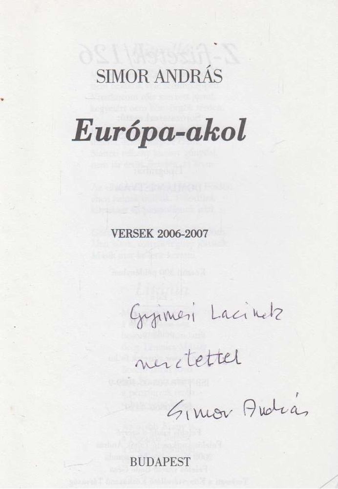 SIMOR ANDRÁS - Európa-akol (dedikált) [antikvár]