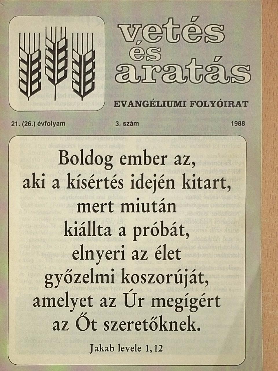 Csia Lajos - Vetés és aratás 1988/3 [antikvár]