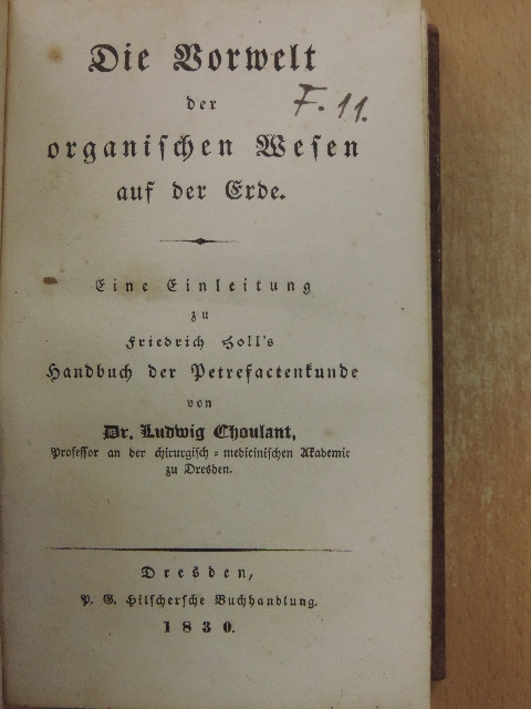 Dr. Ludwig Choulant - Die Vorwelt der organischen Wesen auf der Erde. Eine Einleitung zu Friedrich Holl's Handbuch der Petrefactenkunde/Handbuch der Petrefactenkunde 1-4. (gótbetűs) [antikvár]