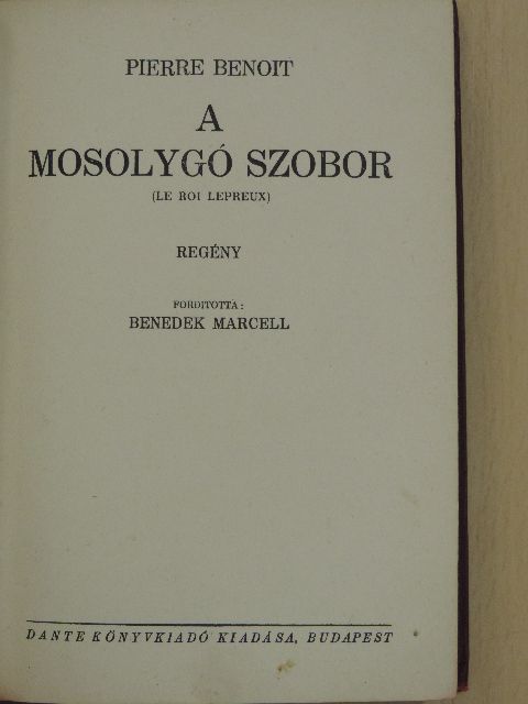 Pierre Benoit - A mosolygó szobor [antikvár]