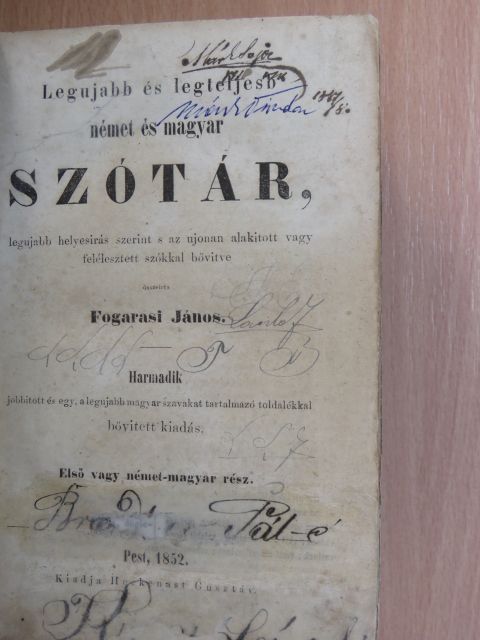 Fogarasi János - Legujabb és legteljesb német és magyar szótár [antikvár]