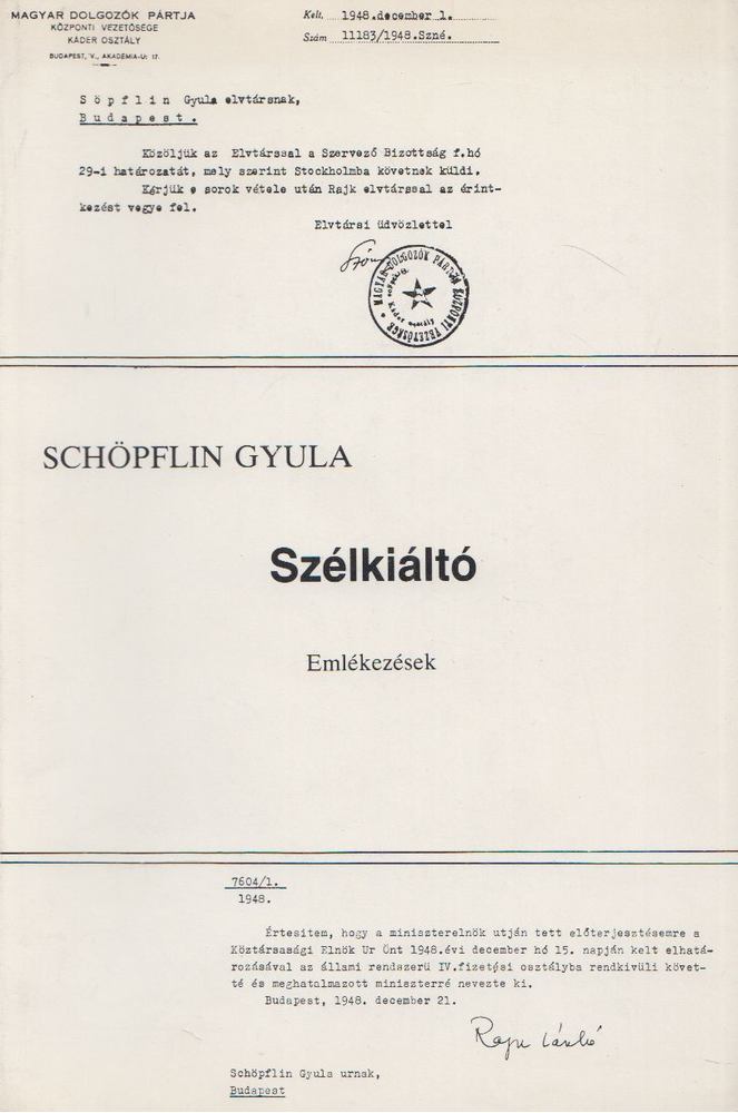 SCHÖPFLIN GYULA - Szélkiáltó [antikvár]