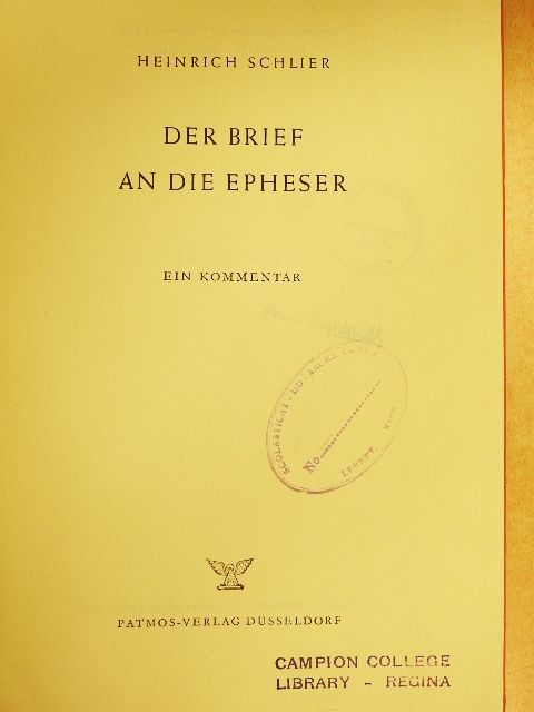 Heinrich Schlier - Der Brief an die Epheser [antikvár]