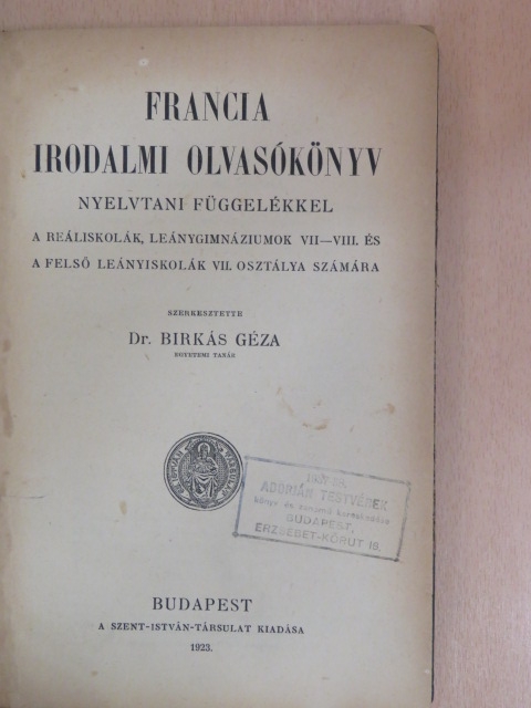 Balzac - Francia irodalmi olvasókönyv [antikvár]