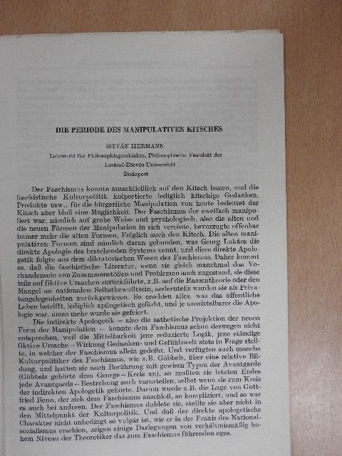 István Hermann - Die periode des manipulativen kitsches [antikvár]