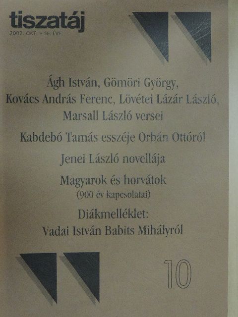 Ágh István - Tiszatáj 2002. október [antikvár]