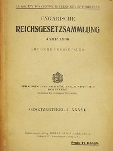 Ungarische Reichgesetzsammlung Jahr 1936 [antikvár]