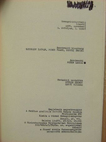 Fodor Pálné - Somogyi-könyvtári híradó 1970. november [antikvár]