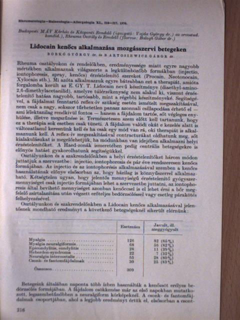 Dr. Bartosiewicz Gábor - Lidocain kenőcs alkalmazása mozgásszervi betegeken [antikvár]