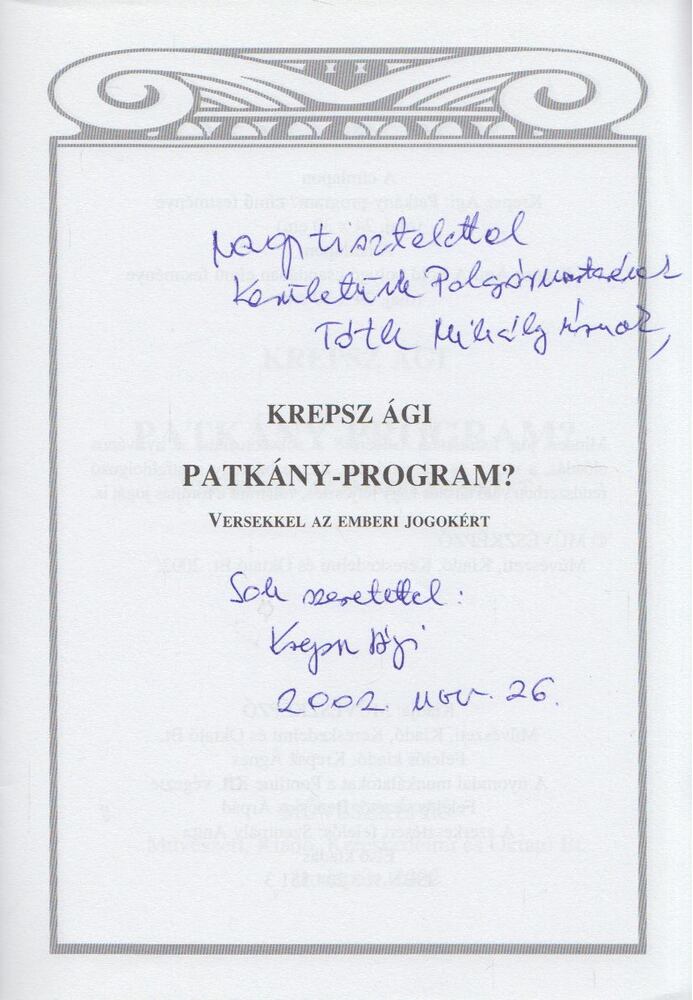 Krepsz Ági - Patkány-program? (dedikált) [antikvár]