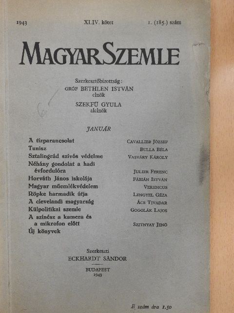 Ács Tivadar - Magyar Szemle 1943. január [antikvár]