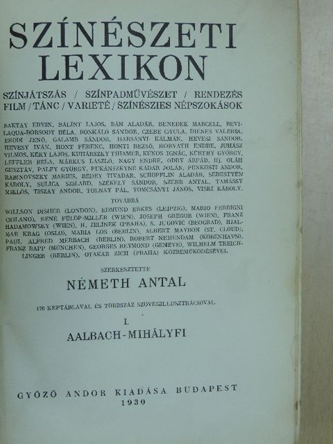 Baktay Ervin - Színészeti lexikon I-II. [antikvár]