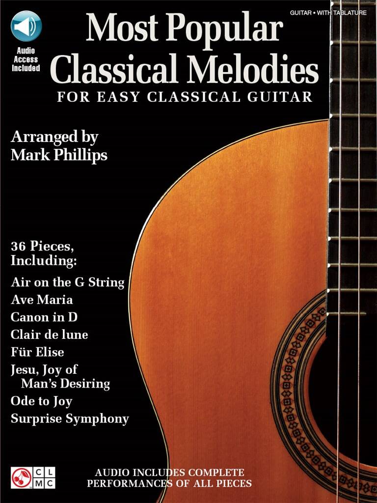MOST POPULAR CLASSICAL MELODIES FOR EASY CLASS GUITAR. GUITAR WITH TABULATURE. AUDIO ACC.