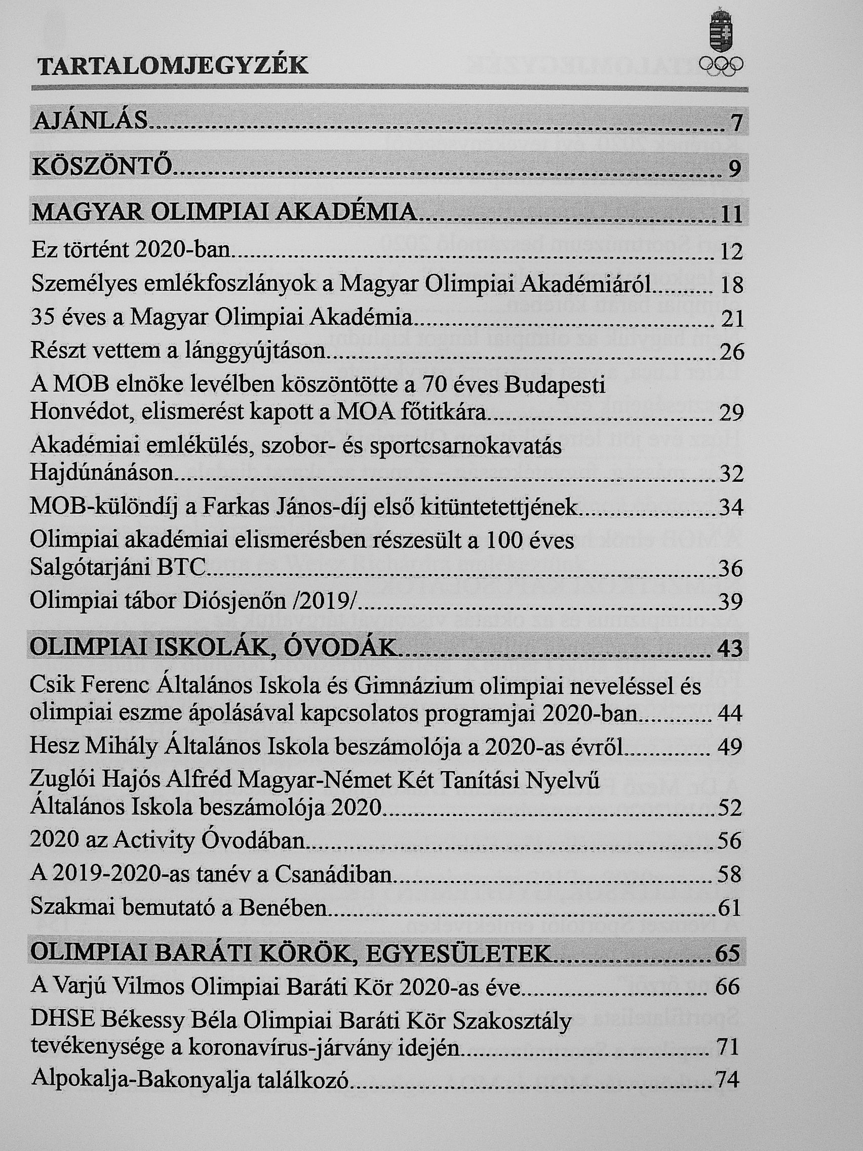 A Magyar Olimpiai Akadémia évkönyve 2020 [antikvár]