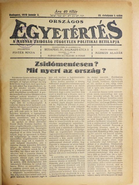 Csermely Gyula - Országos Egyetértés 1928. (nem teljes évfolyam) [antikvár]