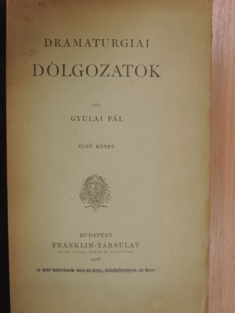 Bulwer - Dramaturgiai dolgozatok I. [antikvár]