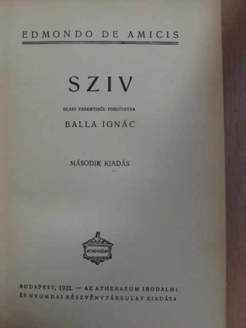 Edmondo De Amicis - Sziv [antikvár]