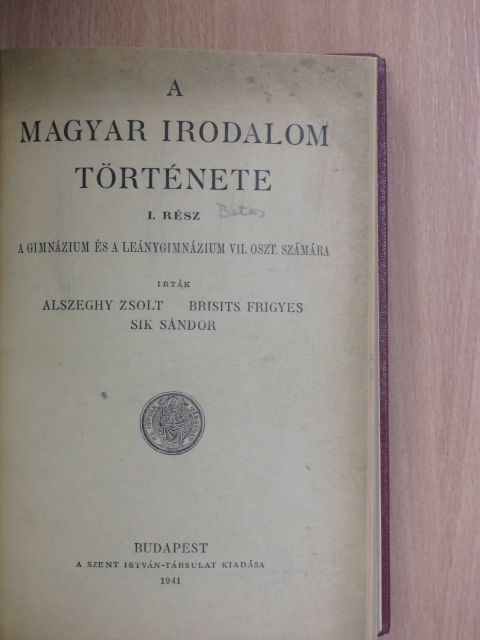 Alszeghy Zsolt - A magyar irodalom története I. [antikvár]