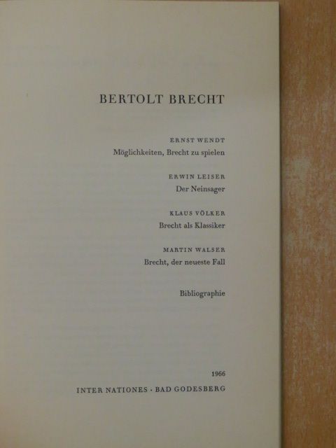Ernst Wendt - Bertolt Brecht [antikvár]