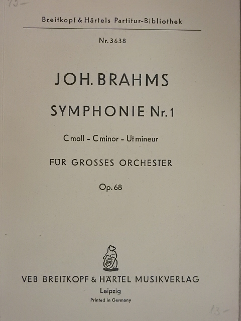 Johannes Brahms - Symphonie Nr. 1 C moll - C minor - Ut mineur [antikvár]