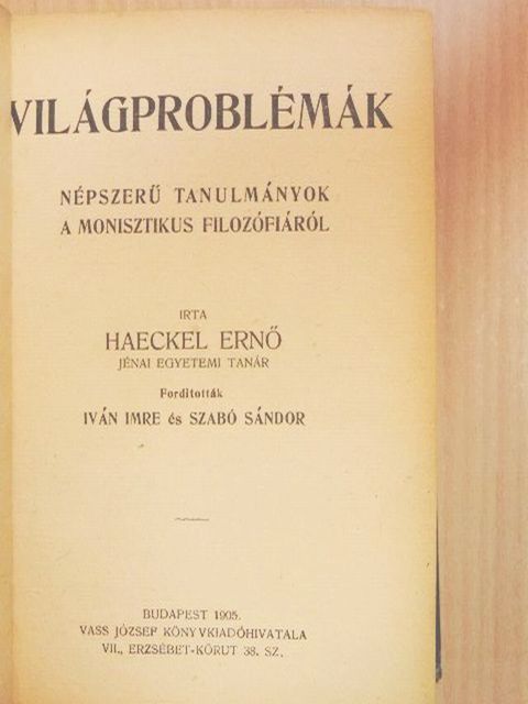 Haeckel Ernő - Világproblémák [antikvár]