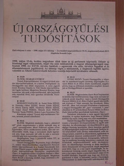 Új Országgyűlési Tudósítások 1990. (vegyes számok) (16 db) [antikvár]