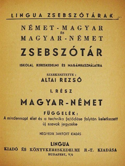 Német-magyar és magyar-német zsebszótár I. [antikvár]