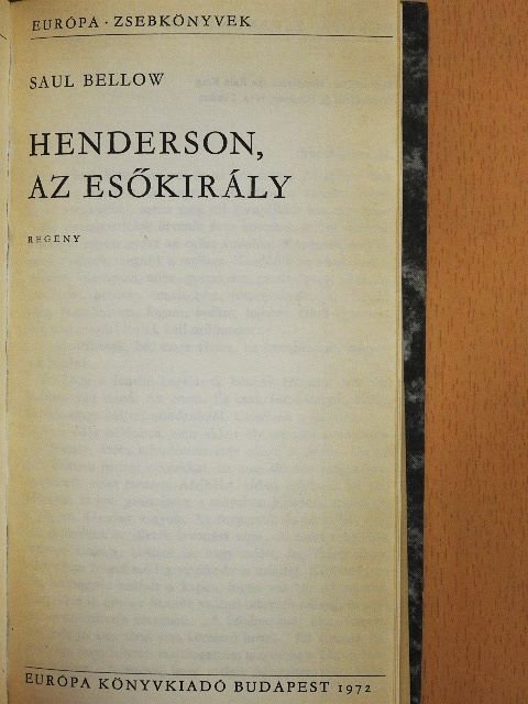 Saul Bellow - Henderson, az esőkirály [antikvár]