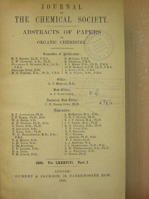 A. McKenzie - Journal of the Chemical Society 1905/I. [antikvár]