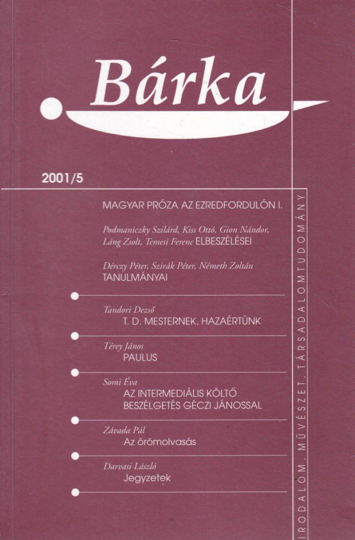 Elek Tibor - Bárka 2001/5 [antikvár]