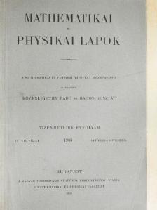 ifj. Szily Kálmán - Mathematikai és Physikai Lapok 1908. október-november [antikvár]