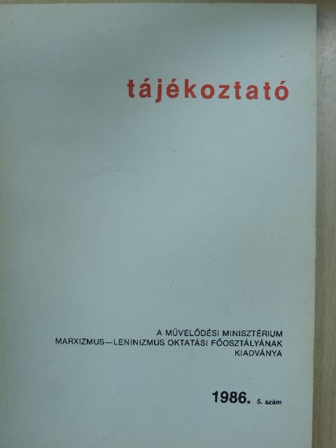 Balogh Tibor - Tájékoztató 1986/5. [antikvár]