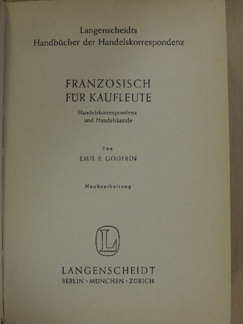 Emil P. Godfrin - Französisch für Kaufleute [antikvár]