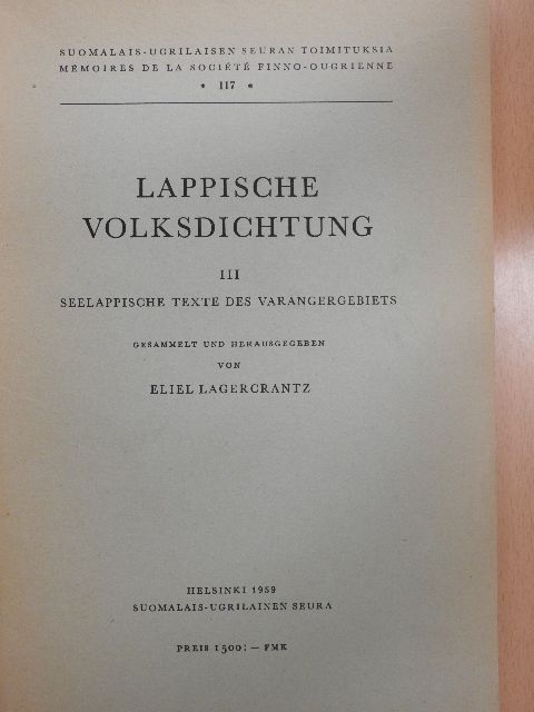 Lappische Volksdichtung III. [antikvár]