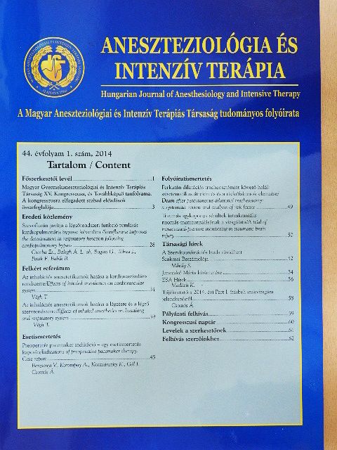 Dr. Csomós Ákos - Aneszteziológia és intenzív terápia 2014/1. [antikvár]