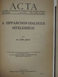 Dr. Papp János - A Hipparchos-dialogus hitelessége [antikvár]