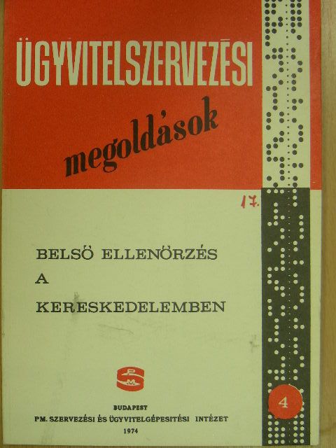Dr. Herner Ernő - Belső ellenőrzés a kereskedelemben [antikvár]
