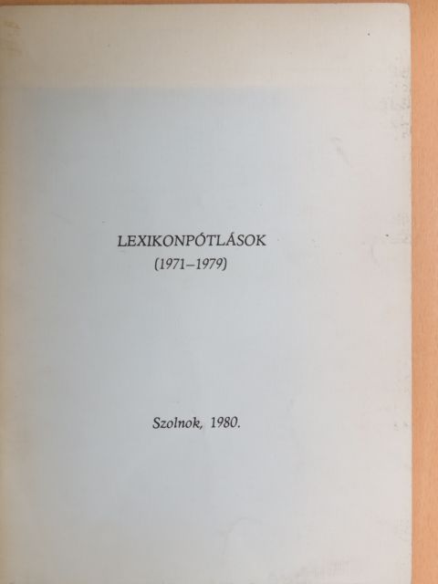 Lexikonpótlások [antikvár]