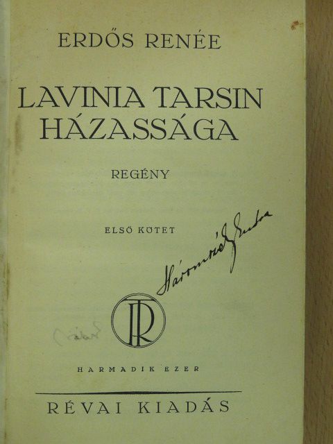 Erdős Renée - Lavinia Tarsin házassága I-II. (aláírt példány) [antikvár]